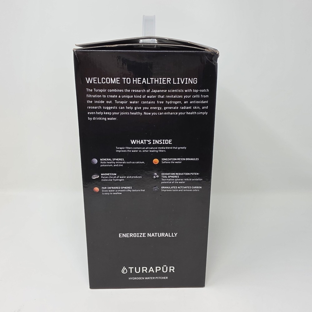 New Open Box TURAPUR Hydrogen Water Pitcher with Filter ~ Energize Naturally - Picture 15 of 16